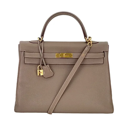 Hermes Clemence Leather Gold Hardware Etoupe Kelly 35 - 1