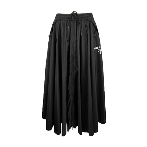 Prada Black Re-Nylon Zipper Detail Maxi Skirt IT40 - 1