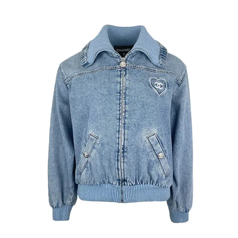 Chanel Blue Cotton Coco Heart CC Denim 2024 Jacket 34 - 1