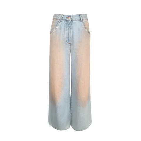 Chanel Light Blue Pink Wide Leg 2024 Pant 36 - 1