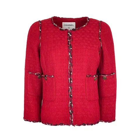 Chanel Red Wool Tweed 2010 Jacket 38 - 1