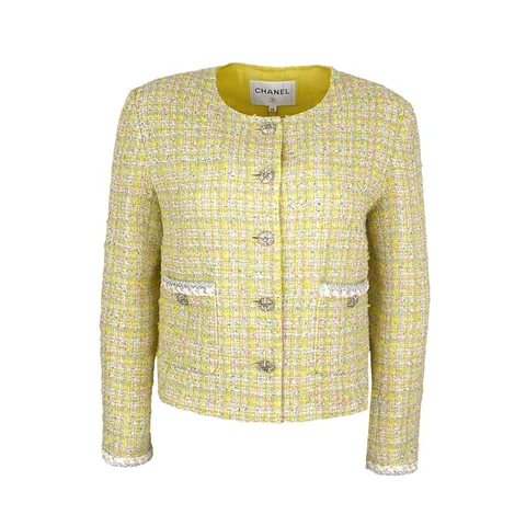 Chanel Yellow Multicolor Tweed 2024 Jacket 38 - 1