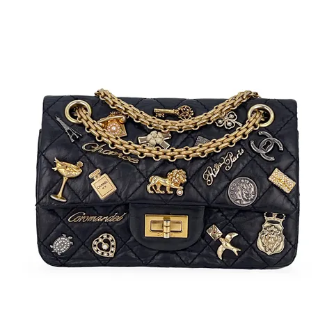 Chanel Black Aged Calfskin Lucky Charms 2.55 Reissue 224 Flap Bag - 1