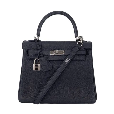 Hermes Togo Leather Palladium Hardware Noir Kelly 25 - 1