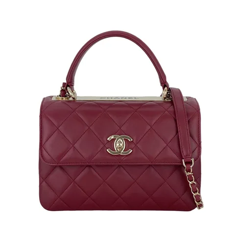 Chanel Burgundy Quilted Lambskin Light Gold Hardware Small Trendy CC Flap Bag - 1
