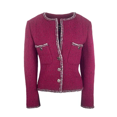 Chanel Burgundy Wool Tweed 2022 Jacket 38 - 1