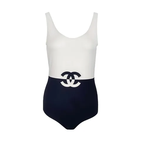 Chanel Black White CC Logo One Piece 2019 Swimsuit 38 - 1