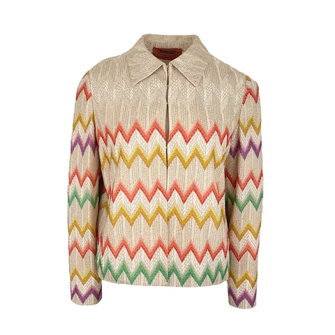 Missoni Beige Multicolor Zigzag Viscose Jacket IT44 - 1