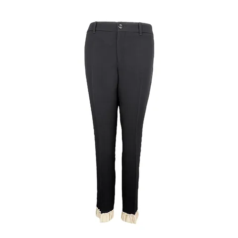 Gucci Black Silk Cream Ruffle Accent Pants IT44 - 1