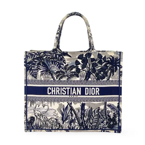 Christian Dior Canvas Embroidered Palm Tree Large Book Tote Bag - 1