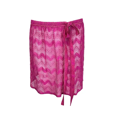 Missoni Purple Zigzag Lame Viscose Wrap Cover Up Mini Skirt IT42 - 1