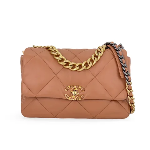 Chanel Caramel Quilted Lambskin Large Flap 19 Bag - 1