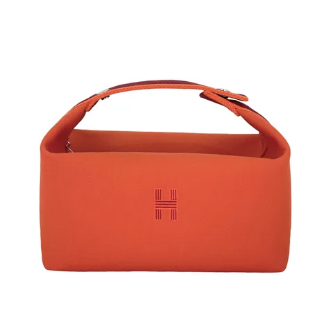 Hermes Orange Feu Canvas Large Bride A Brac - 1