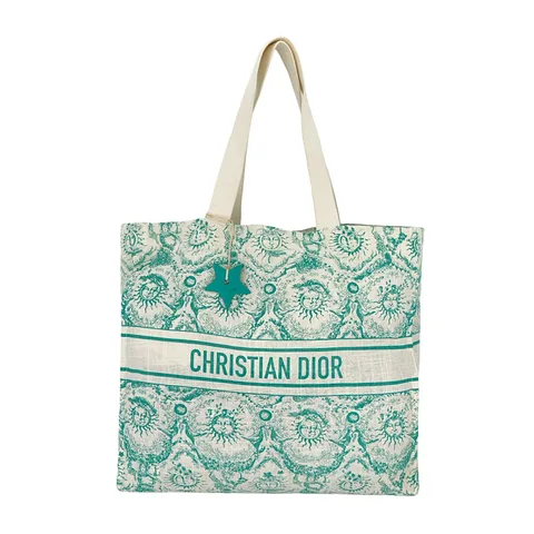Christian Dior Aquamarina Canvas Toile De Jouy Tote Bag