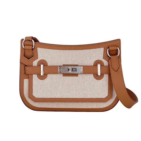 Hermes Toile Swift Leather Palladium Hardware Ecru Beige Gold Mini Jypsiere - 1