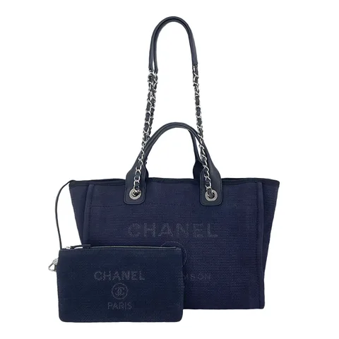 Chanel Navy Blue Cloth New Small Deuaville Tote Bag - 1