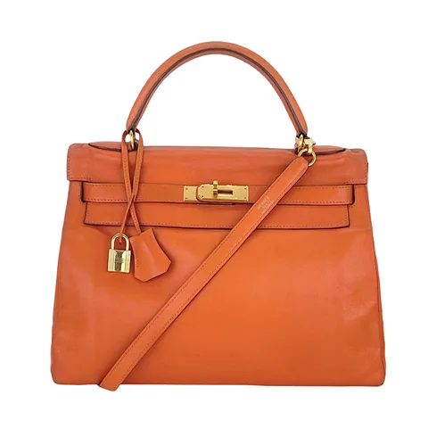 Hermes Gulliver Leather Gold Hardware Orange Kelly 32 - 1