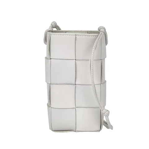 Bottega Veneta White Leather Cassette Phone Pouch Crossbody Bag - 1