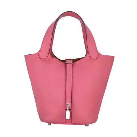 Hermes Clemence Leather Palladium Hardware Rose Azalee Picotin 18 - 1