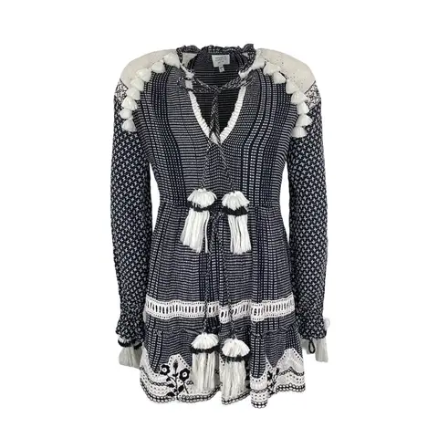 Hemant & Nandita Navy Blue White Cotton Anew Short Dress S