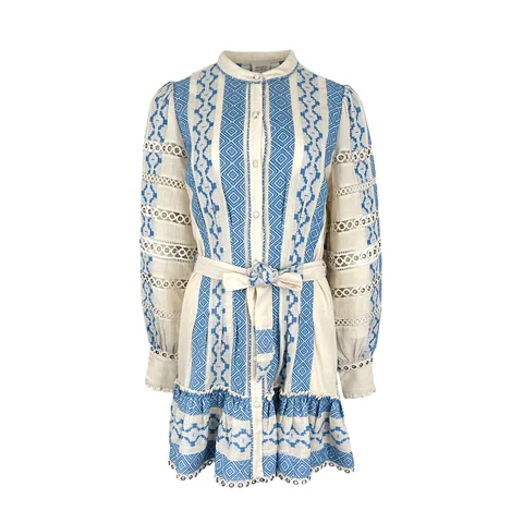 Hemant & Nandita Blue White Cotton Pehr Mini Dress M - 1