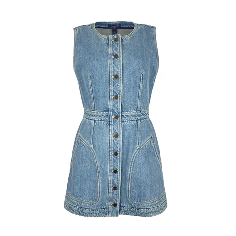 Louis Vuitton Blue Front Buttons Denim Dress 38 - 1