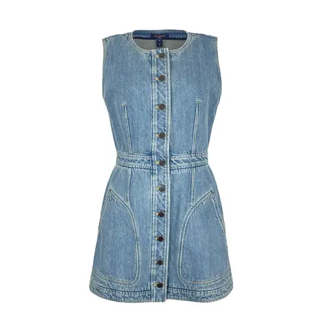 Louis Vuitton Blue Front Buttons Denim Dress 38