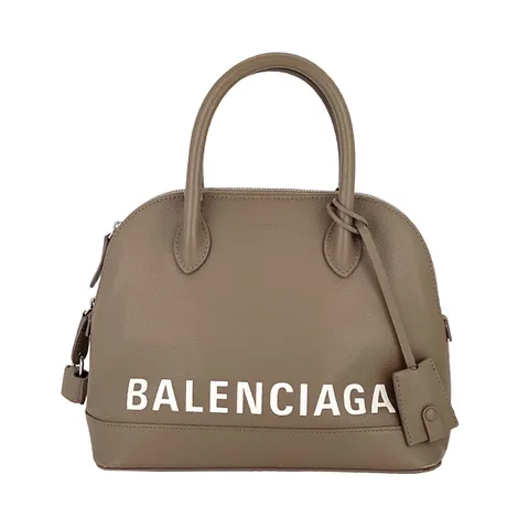 Balenciaga Mink Calfskin White Logo Small Ville Top Handle Bag - 1