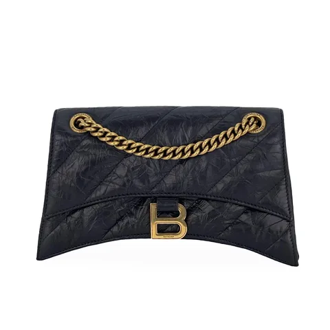 Balenciaga Black Quilted Crinkled Leather Small Crush Shoulder Bag - 1