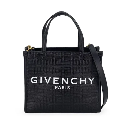 Givenchy Black Coated Canvas 4G Embossed Mini Tote Bag - 1