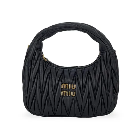 Miu Miu Black Nappa Leather Matelasse Small Wander Hobo Bag - 1