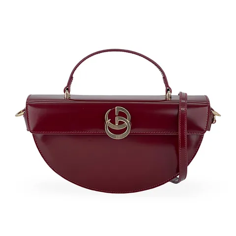 Gucci Burgundy Leather Interlocking G Half Moon Top Handle Bag - 1