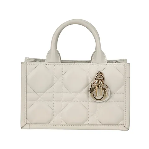 Christian Dior Latte Macrocannage Calfskin Mini Dior Book Tote Bag - 1