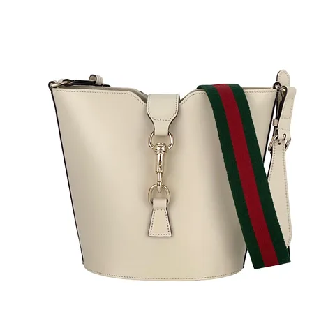 Gucci Cream Calfskin Tritone Ophidia Web Mini Bucket Bag