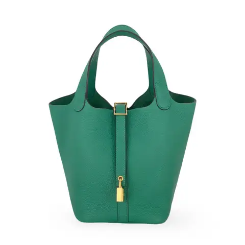 Hermes Maurice Leather Gold Hardware Vert Jade Picotin 18