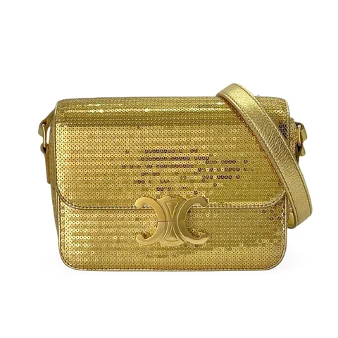 Celine Gold Sequin Embellished Gold Hardware Teen Triomphe Bag