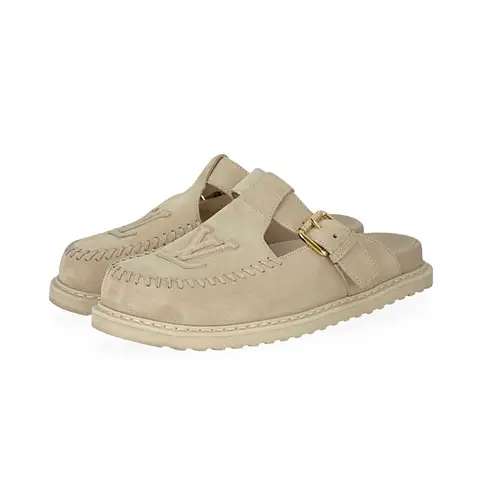 Louis Vuitton Beige Suede Calfskin Colorado Closed Mules 38
