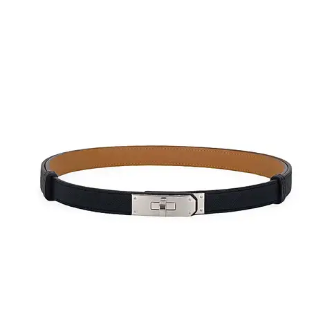 Hermes Epsom Leather Palladium Hardware Noir Kelly Belt 18