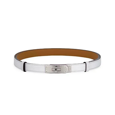 Hermes Epsom Leather Palladium Hardware Blanc Kelly Belt 18