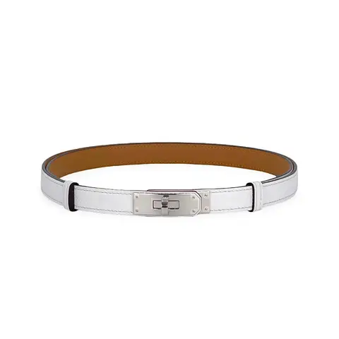 Hermes Epsom Leather Palladium Hardware Blanc Kelly Belt 18