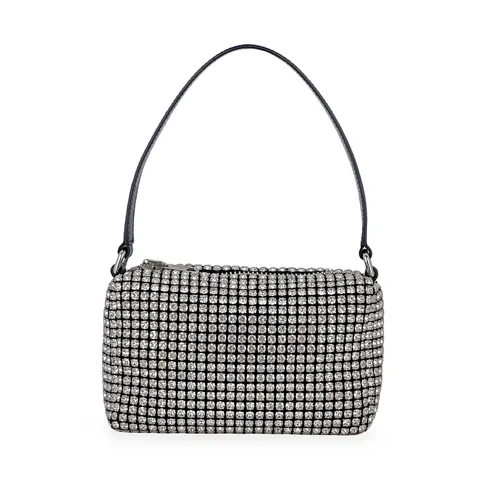 Alexander Wang Black Silver Crystal Medium Heiress Pouch