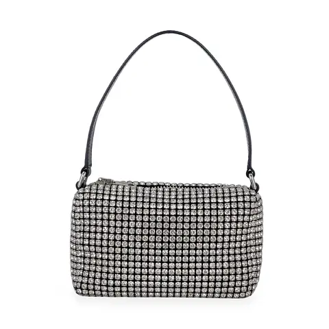 Alexander Wang Black Silver Crystal Medium Heiress Pouch