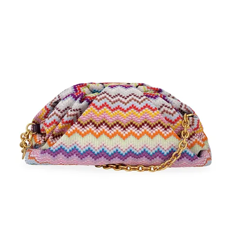 Missoni Multicolor Jacquard Zigzag Chain Clutch