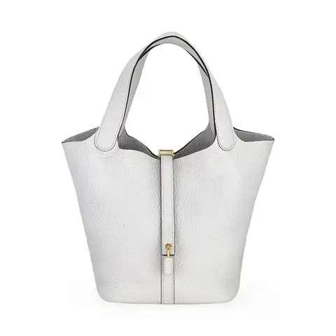 Hermes Clemence Leather Gold Hardware Blanc Picotin 22