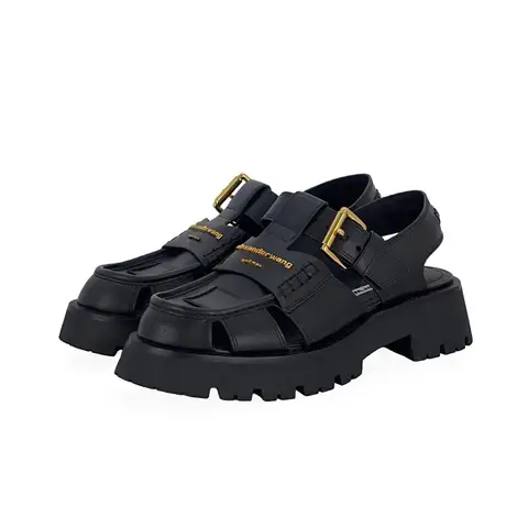 Alexander Wang Black Leather Carter Cage Platform Sandals 38