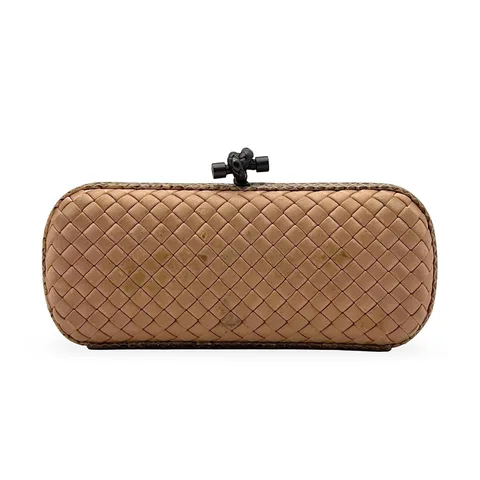 Bottega Veneta Poudre Silk Intrecciato Pochette Knot Clutch - 1