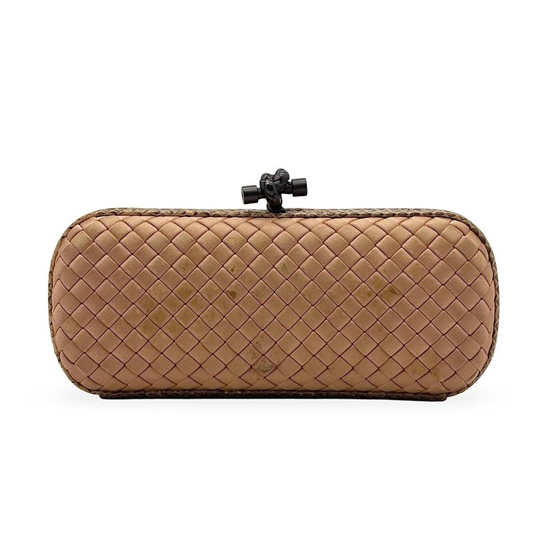 Bottega Veneta Poudre Silk Intrecciato Pochette Knot Clutch - 1