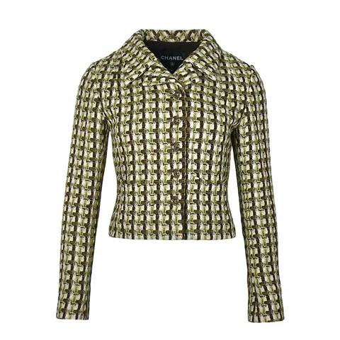 Chanel Ecru Khaki Brown Wool Tweed 2023 Jacket 36 - 1