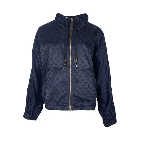 Louis Vuitton Navy Blue Shiny Monogram Satin Short Parka 38 - 1
