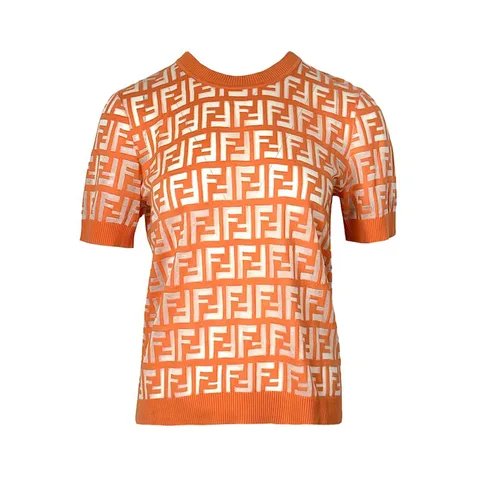 Fendi Orange Zucca Sheer Knit Top IT42